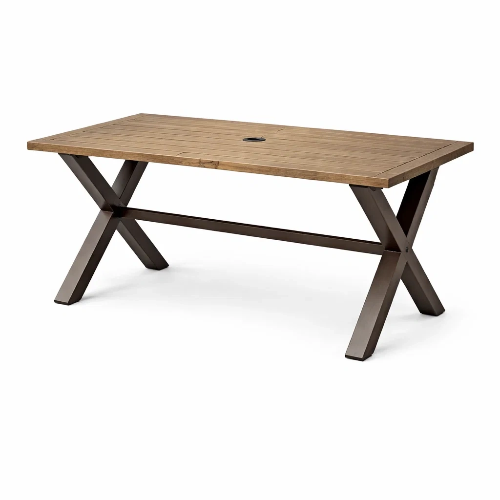 Table de jardin rectangulaire en bois et métal-furniaesthetic