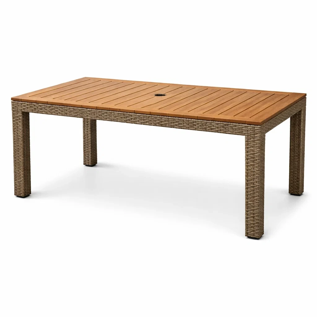 Table de jardin en bois et polyrotin-furniaesthetic