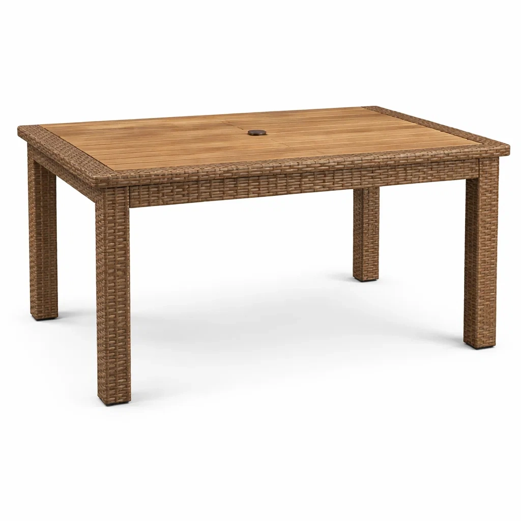 Table en rotin et bois de teck-furniaesthetic