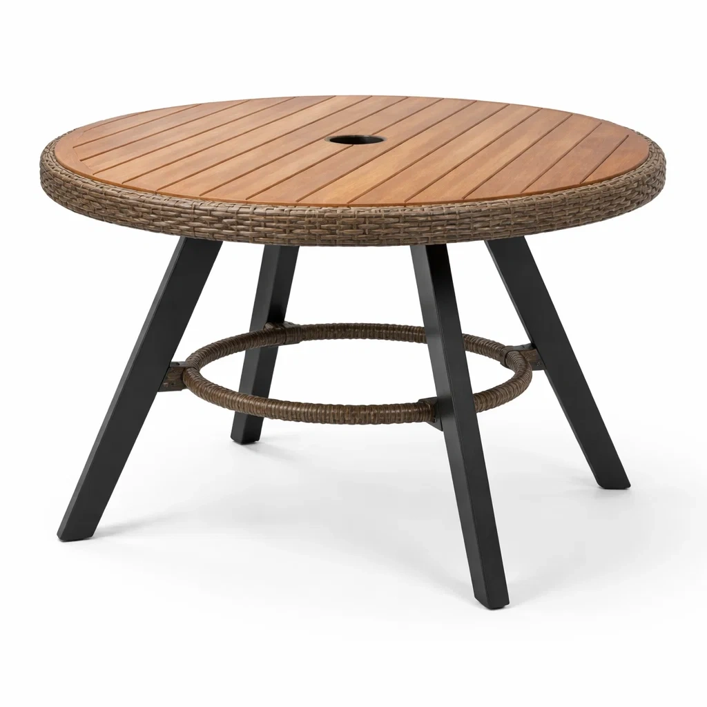 Table ronde en acacia et métal marron-furniaesthetic