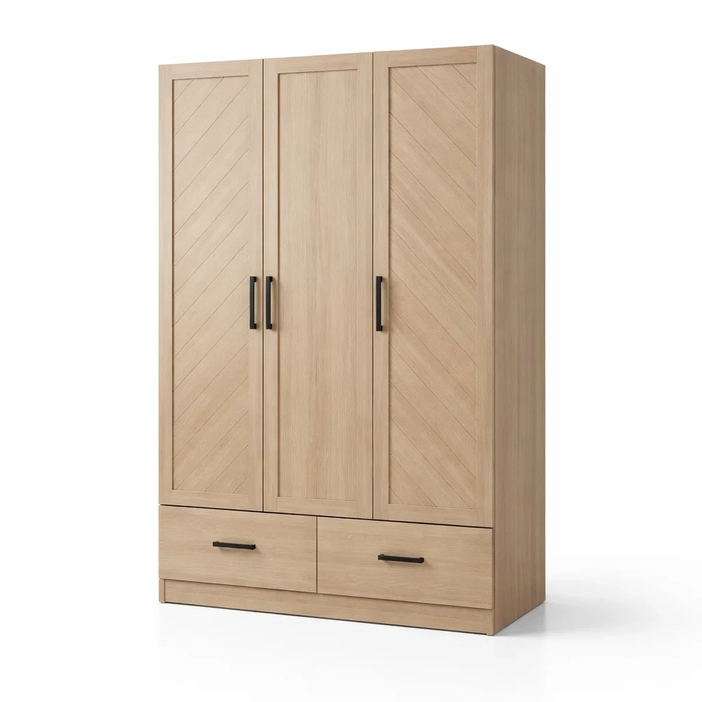 Armoire en bois avec trois portes et tiroirs-Decohousey