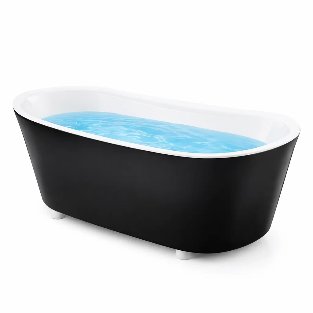 Baignoire îlot en acrylique noir et blanc-Decohousey