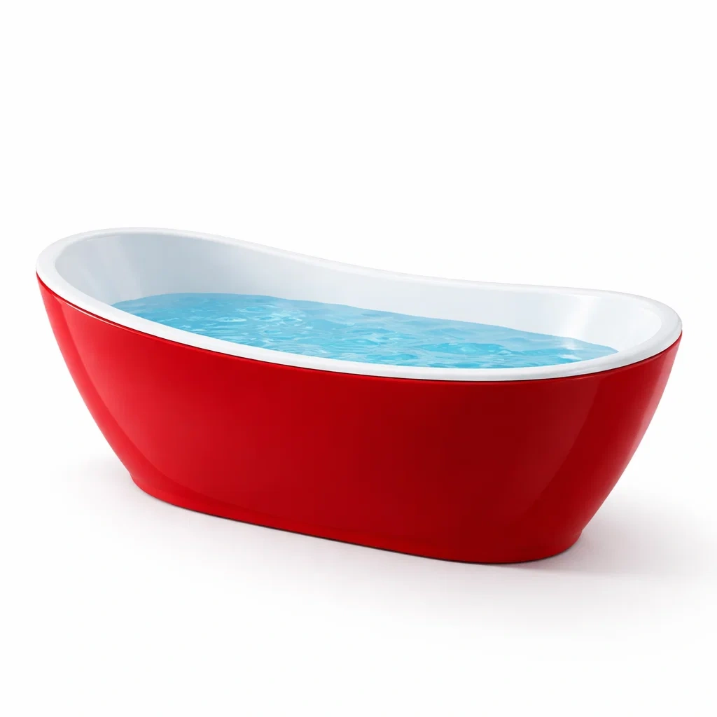 Baignoire îlot rouge et blanche en acrylique-Decohousey