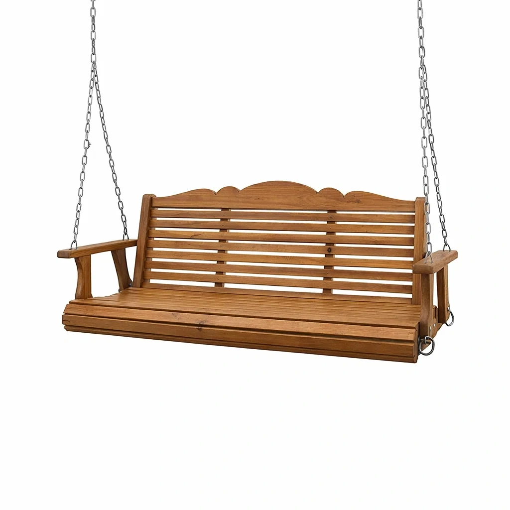 Balancelle de porche en bois avec chaînes en métal-Decohousey