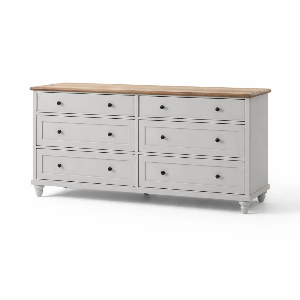 Commode en bois blanc et chêne avec tiroirs-Decohousey
