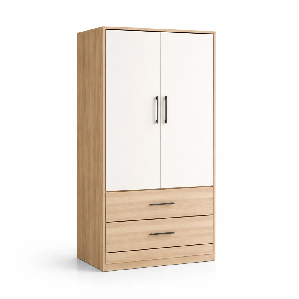 Armoire en bois et mdf armoire avec portes et tiroirs-Nestblissful