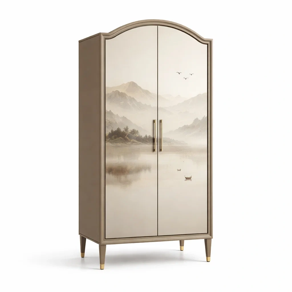 Armoire en bois armoire avec portes en mdf peintes paysage-Nestblissful