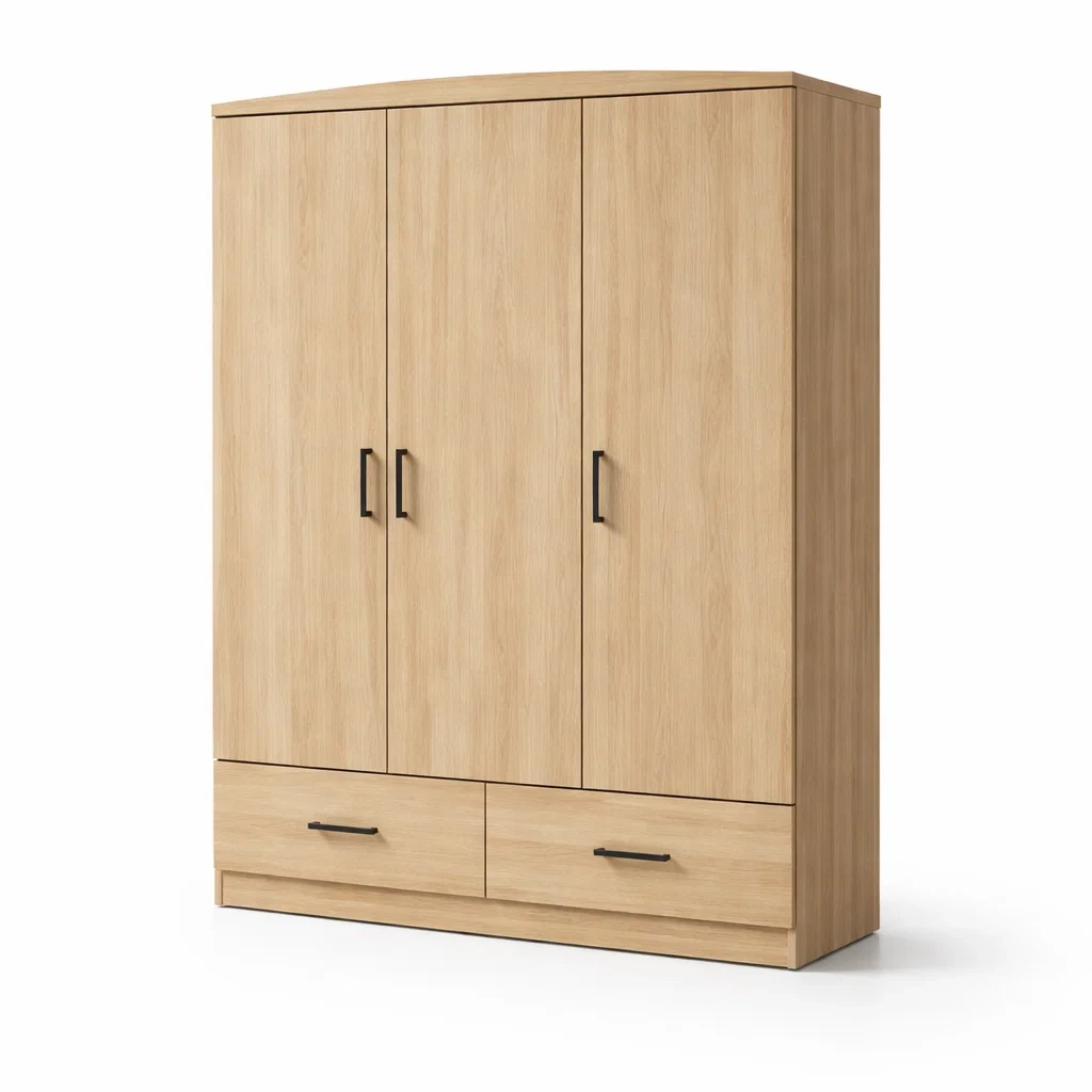 Armoire en bois armoire avec portes et tiroirs-Nestblissful