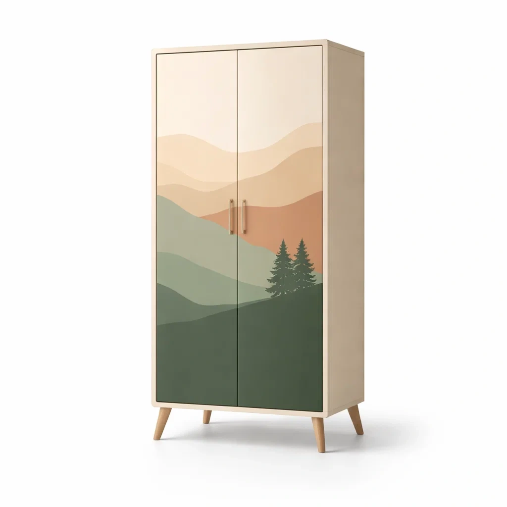 Armoire en bois armoire décor montagne avec portes-Nestblissful