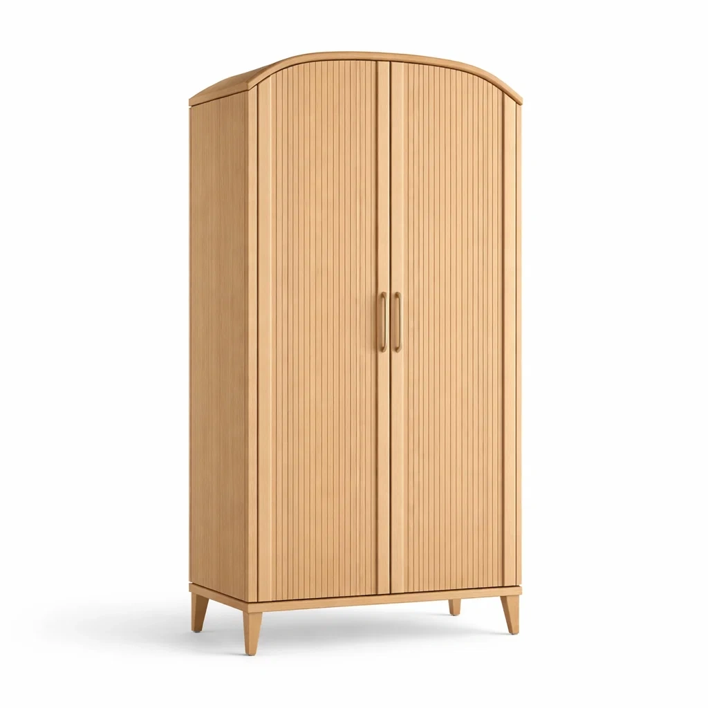 Armoire en bois armoire à deux portes effet rainuré-Nestblissful