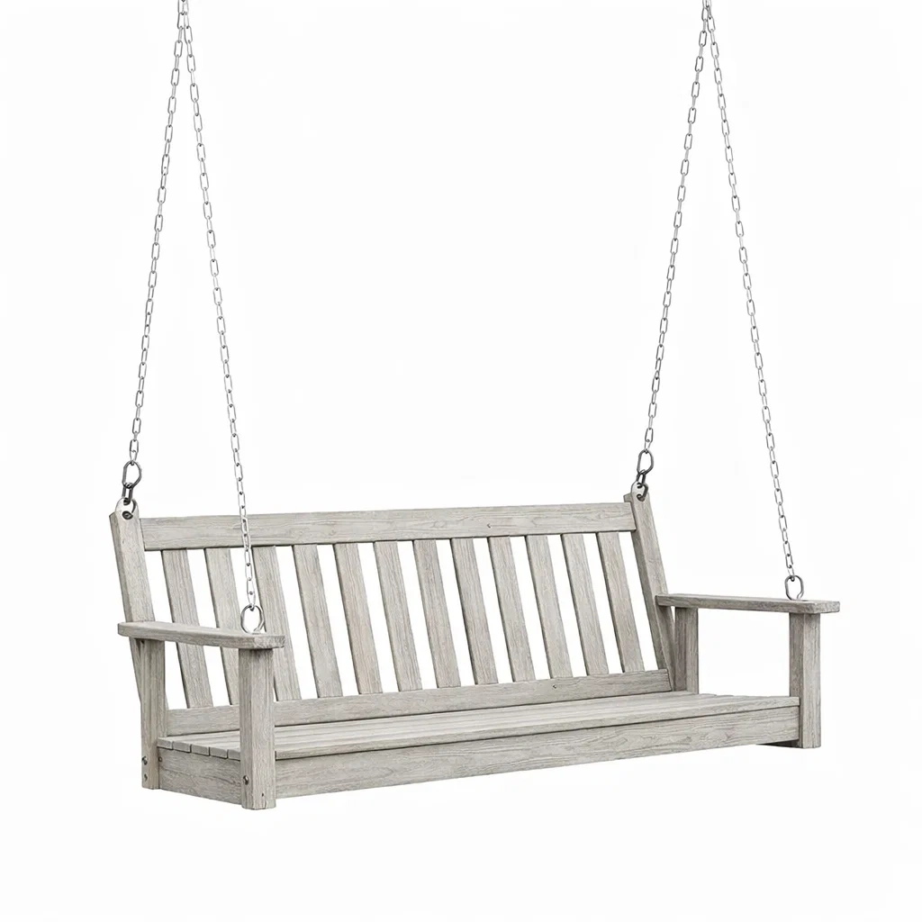 Balancelle de porche en bois gris-Nestblissful