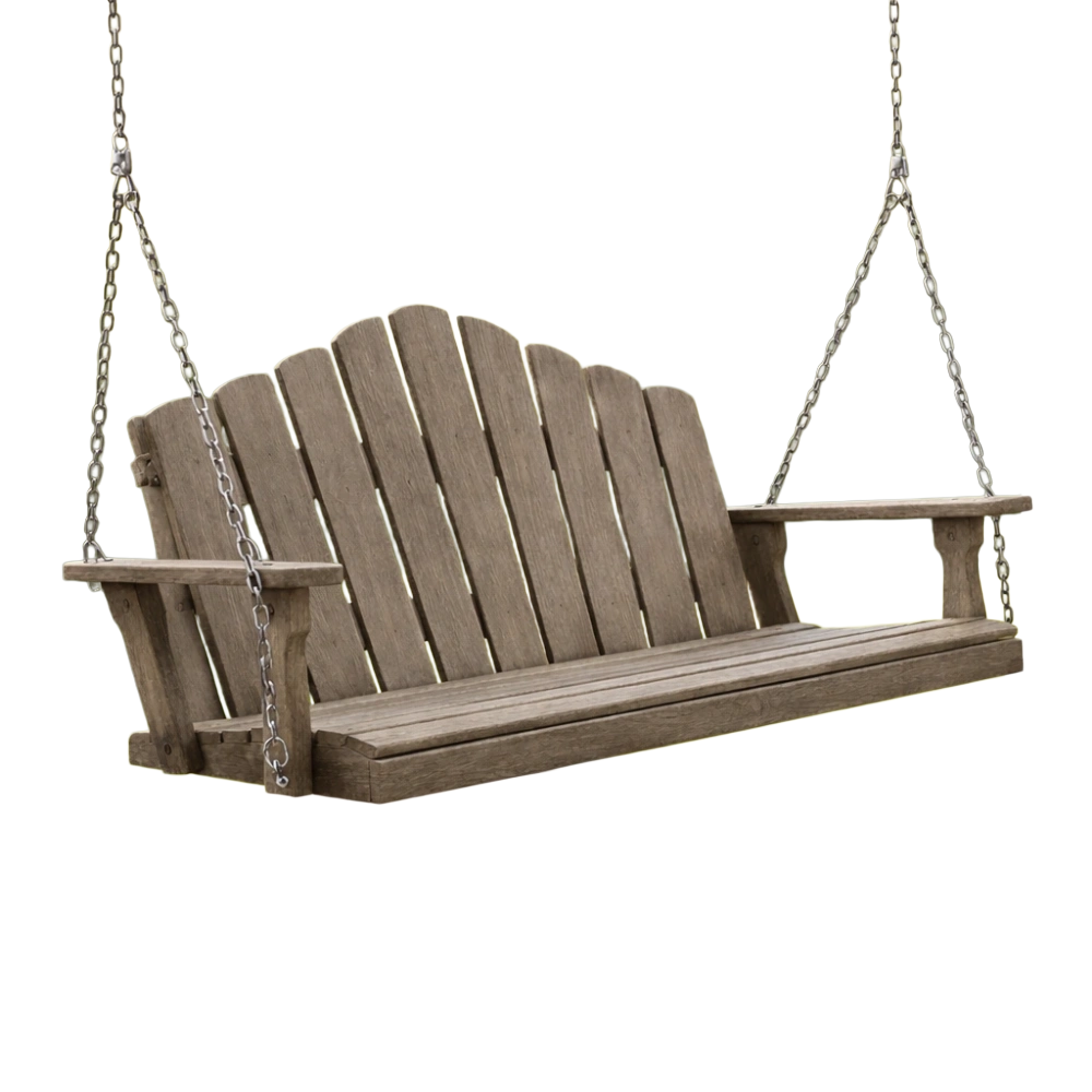 Balancelle de porche en bois d eucalyptus gris-Nestblissful