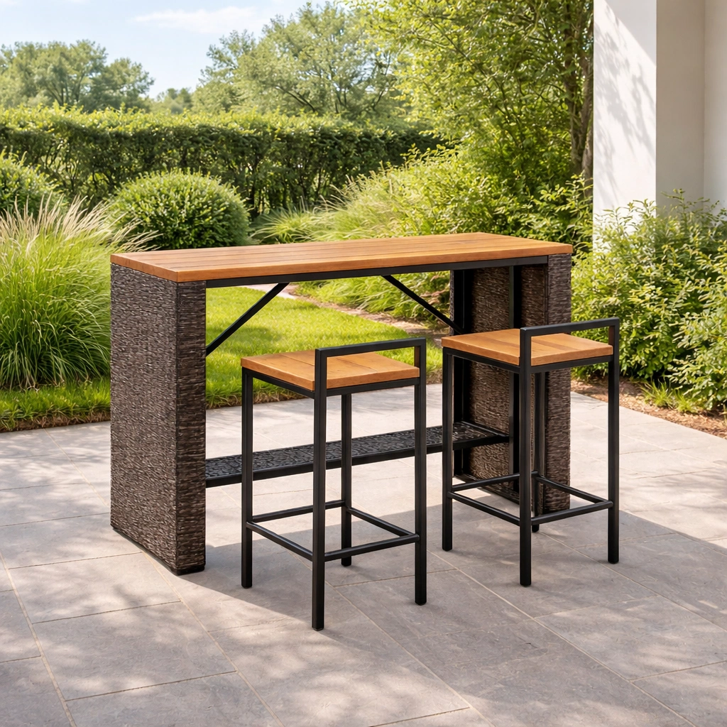 Ensemble table bar avec tabourets-FURNIELEGANT