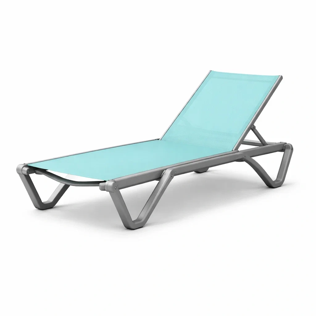 Chaise longue de jardin en aluminium textilène bleu 195x65x30 cm-decorgalleryco