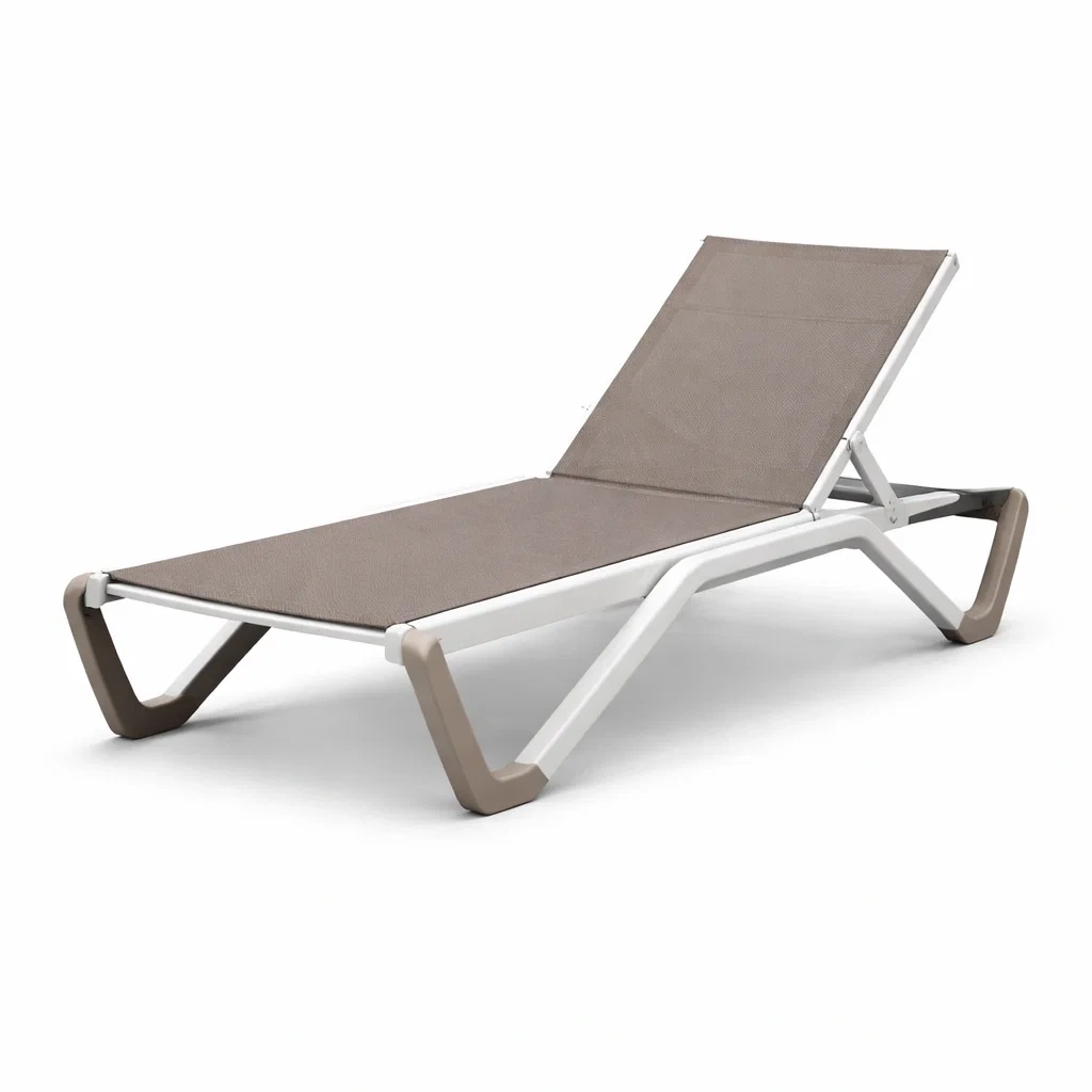 Chaise longue de jardin en aluminium et fibre synthétique taupe-decorgalleryco