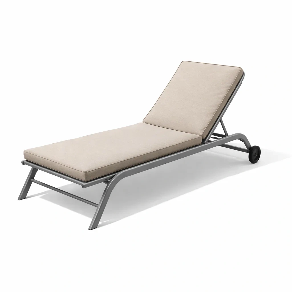 Chaise longue de jardin en aluminium beige-decorgalleryco