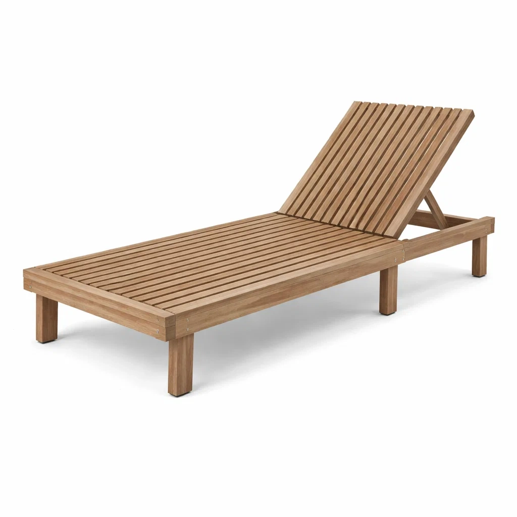 Chaise longue de jardin réglable en bois de teck-decorgalleryco