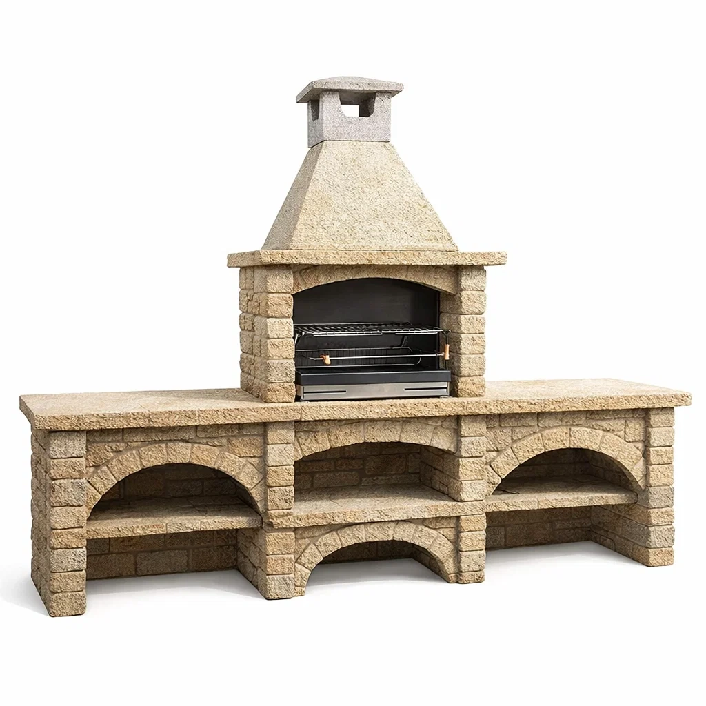 Barbecue en pierre avec four et rangements-Decorscapehub