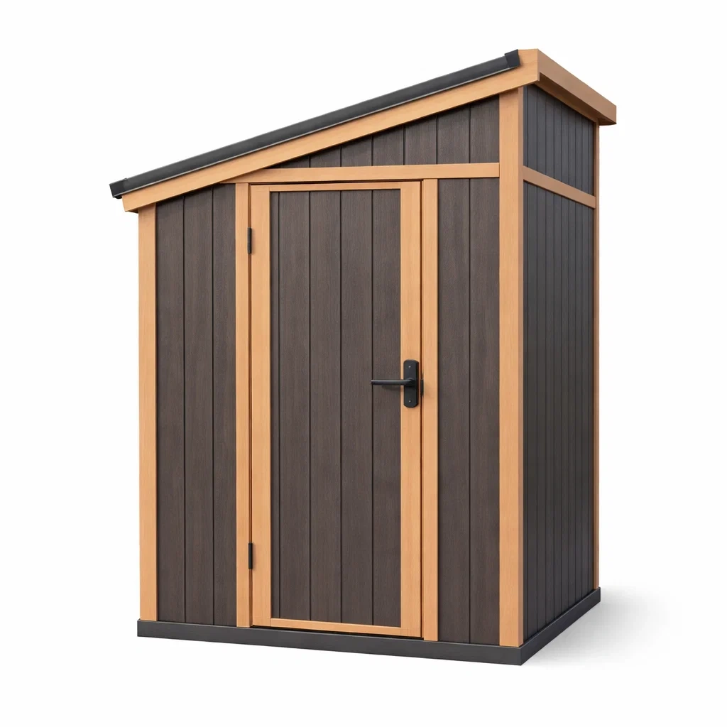 Abri de Jardin en Bois Composite Brun et Beige avec Toit Incliné-furniatelier