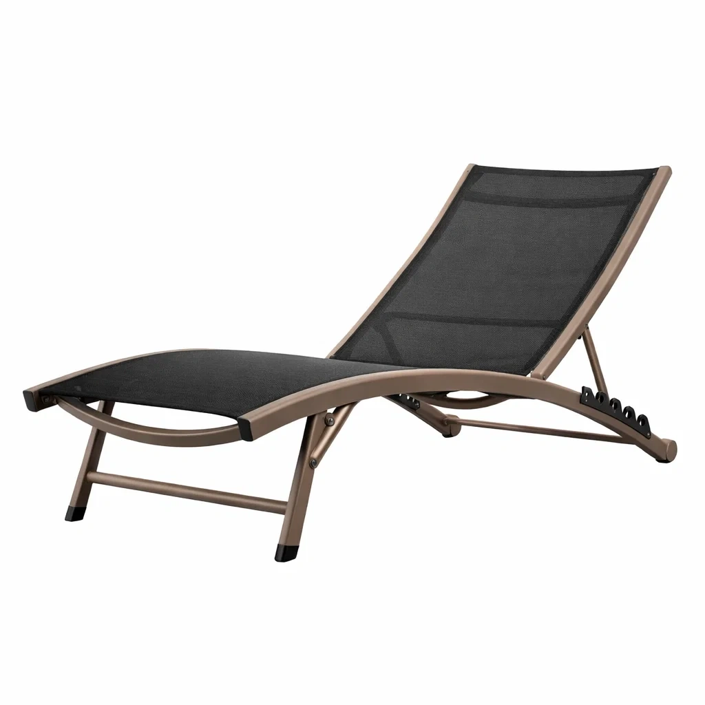 Chaise longue de jardin en aluminium et tissu noir-furniatelier