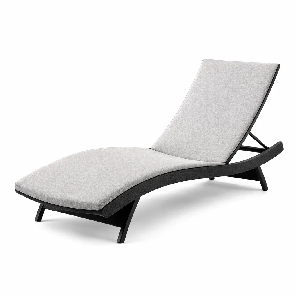 Chaise longue de jardin extérieure aluminium tissu gris et noir-furniatelier