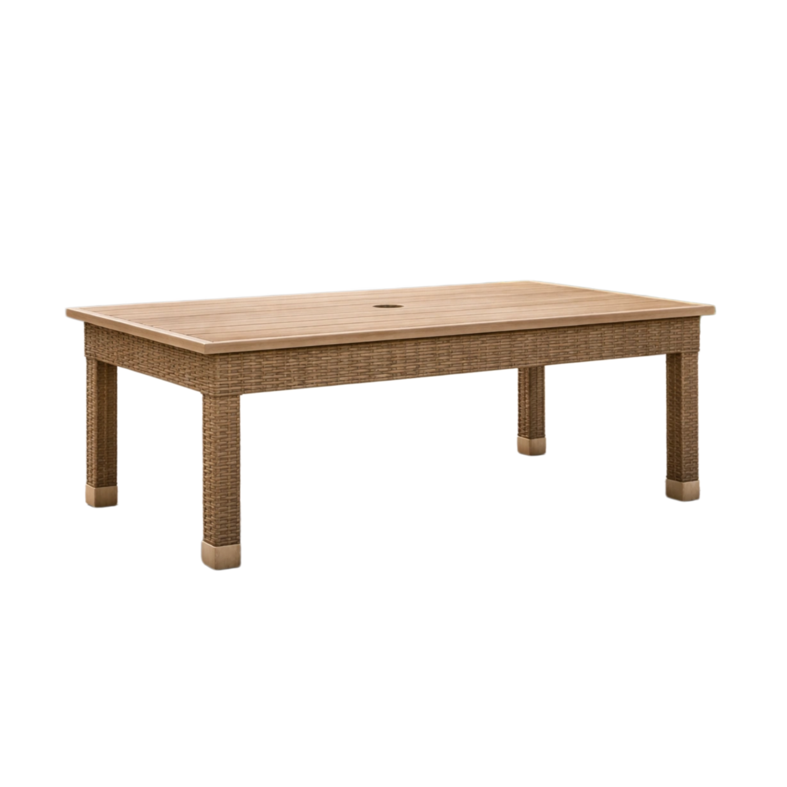 Table rectangulaire en polyrotin et bois-HOMELUXIO