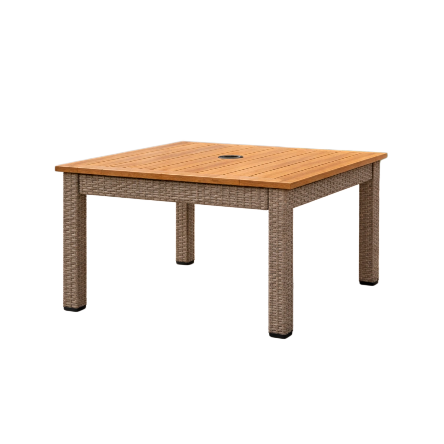 Table de jardin carrée en bois et résine tressée-HOMELUXIO