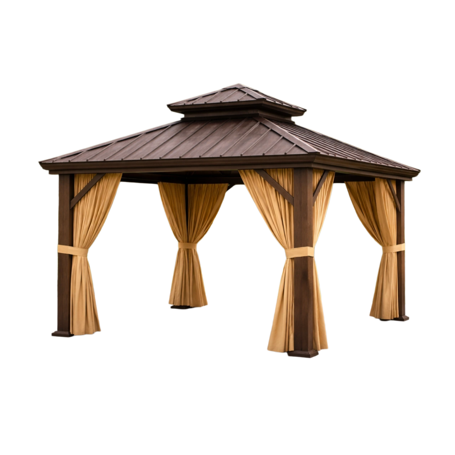 Tonnelle de jardin en métal avec rideaux en polyester-HOMELUXIO