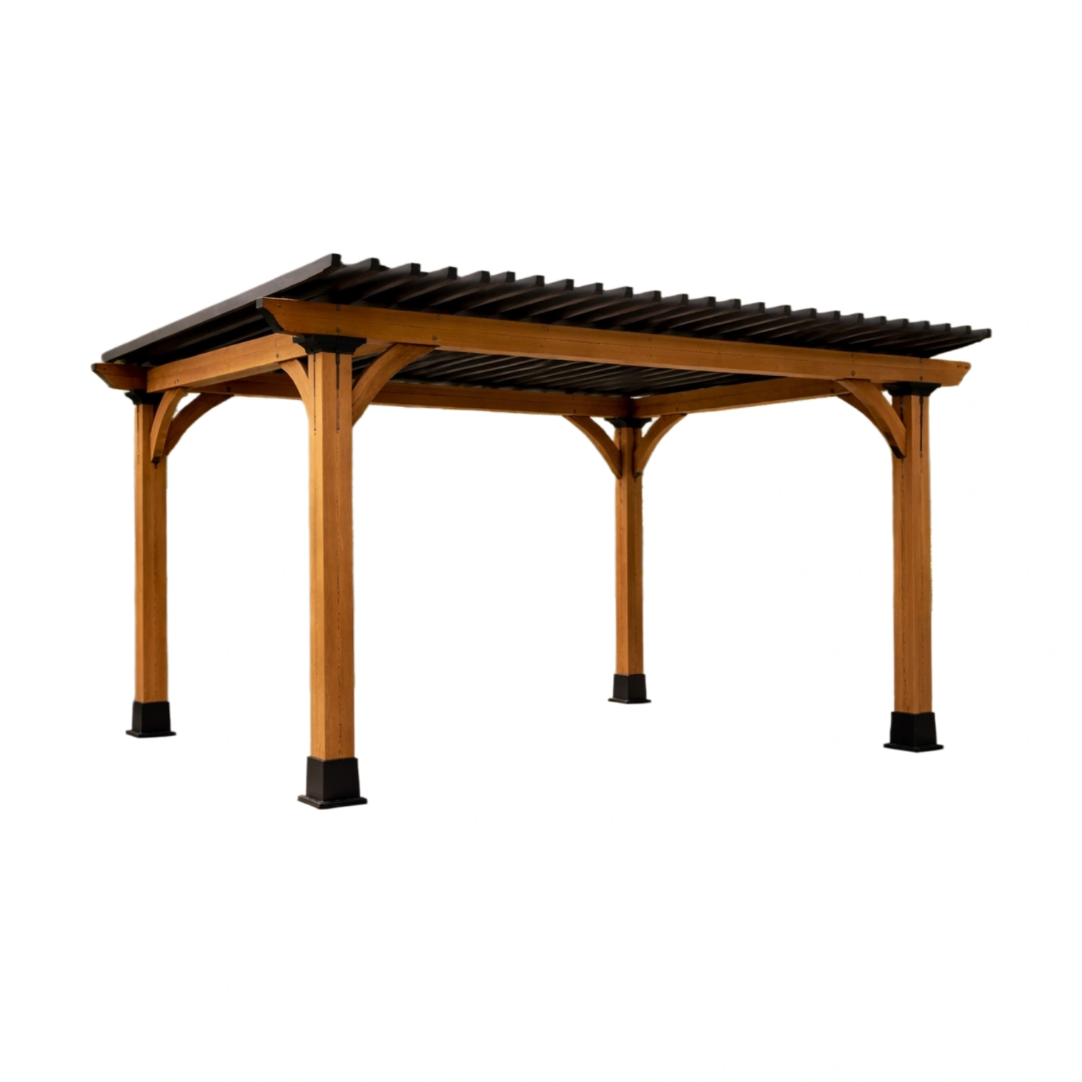 Pergola en bois et aluminium brun noir-nestkingdom