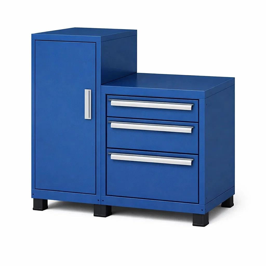 Werkzeugschrank mit schubladen metall blau mit tür 92 x 87 x 46 cm-furnabode