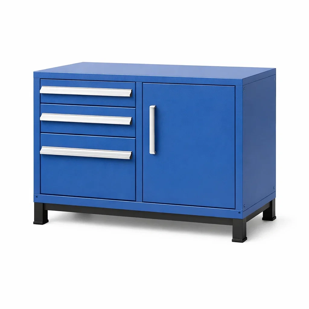 Werkzeugschrank mit schubladen metall blau mit tür 102 x 60 x 90 cm-furnabode