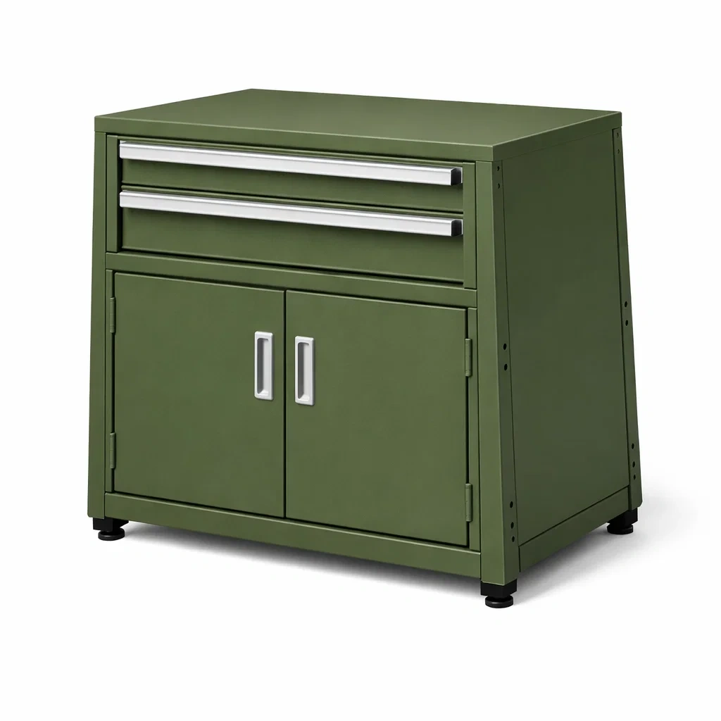 Werkzeugschrank mit schubladen stahl grün mit türen 85 x 60 x 40 cm-furnabode