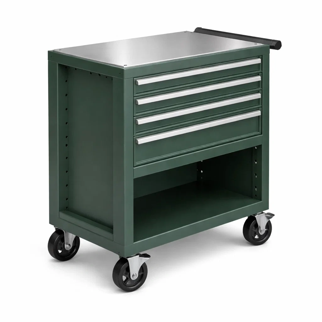 Werkzeugwagen grün mit schubladen und rollen-furnabode