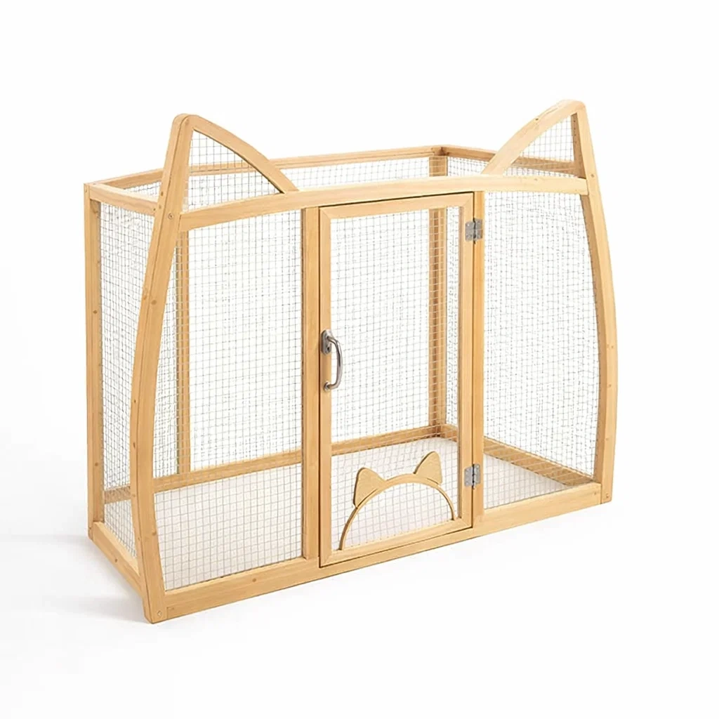 Katzenkäfig kiefernholz mit metallgitter 100 x 50 x 75 cm-furnabode