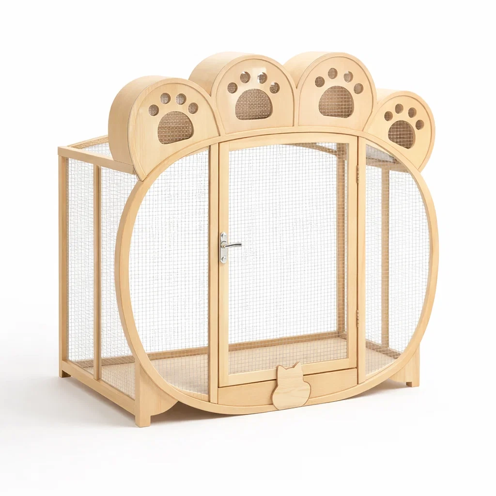 Katzenkäfig holz und metallgitter-furnabode
