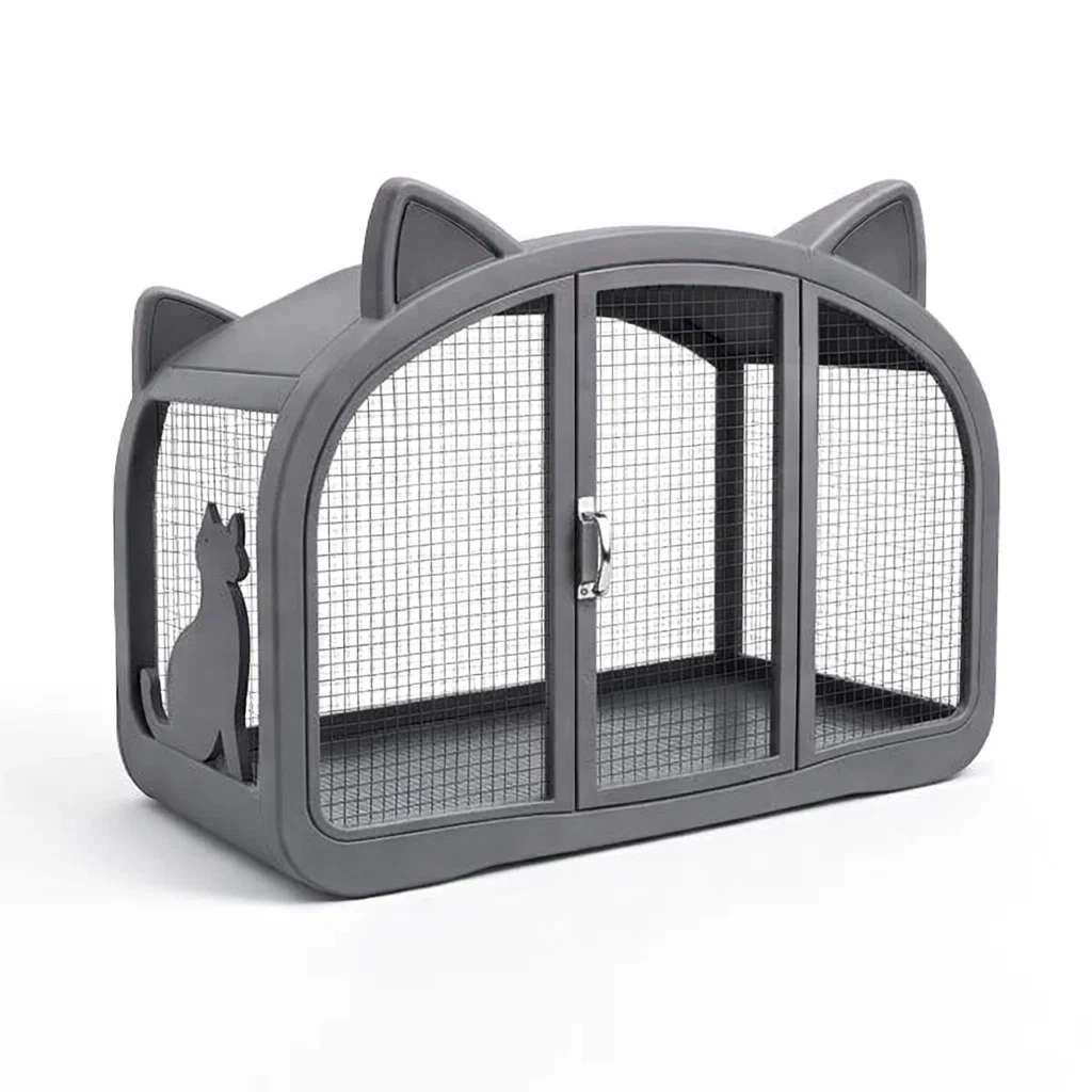 Katzenkäfig metall mit ohrendesign grau-furnabode