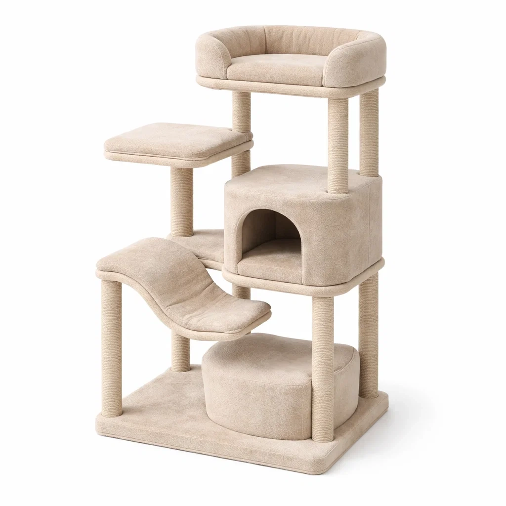 Kratzbaum holz beige 60 x 50 x 125 cm-furnabode