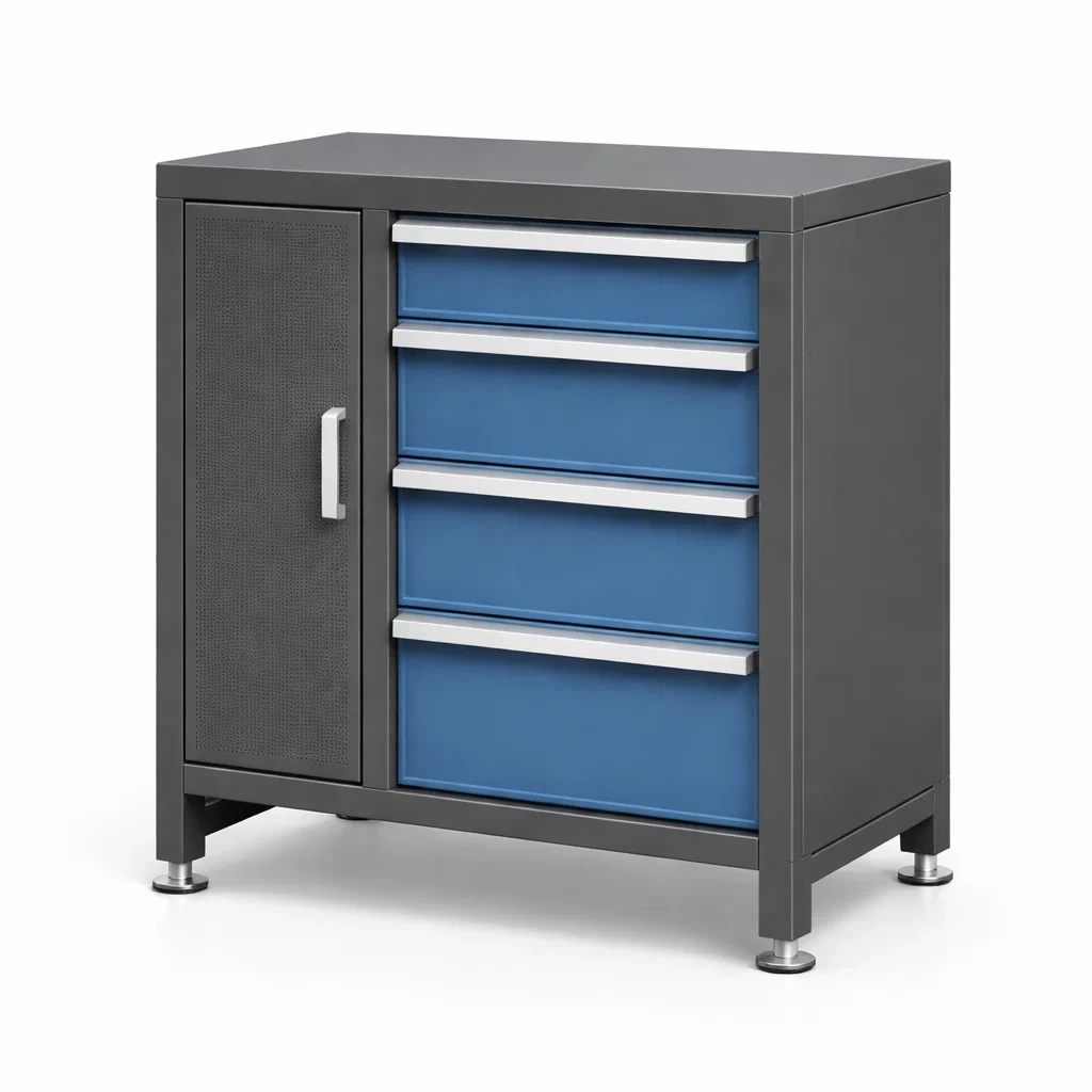 Werkzeugschrank mit schubladen stahl blau mit tür 60 x 30 x 85 cm-homvilla