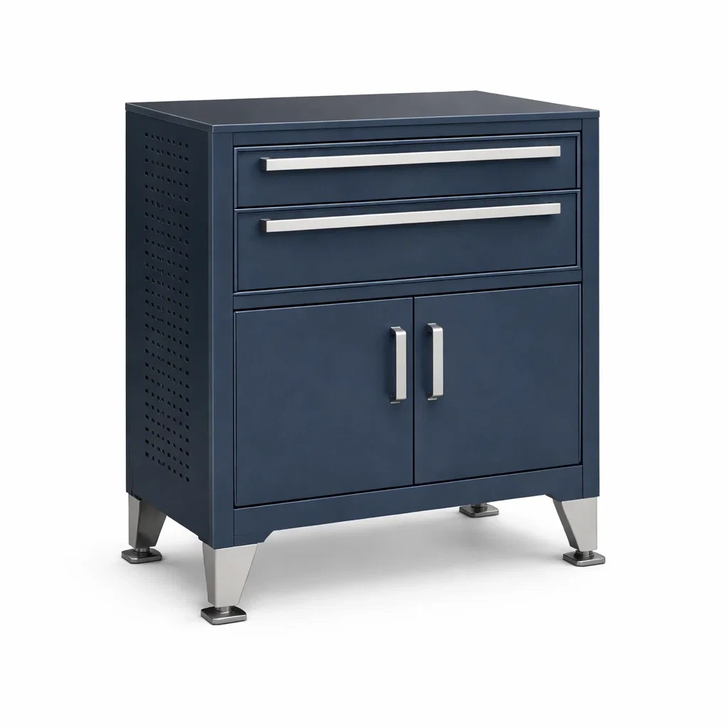 Werkzeugschrank mit schubladen metall blau mit türen 96 x 76 x 41 cm-homvilla