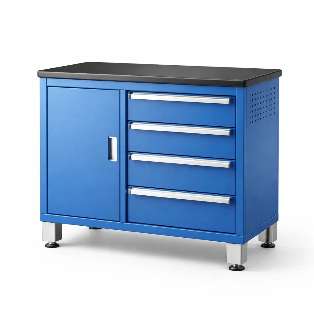 Werkzeugschrank mit schubladen stahl blau mit arbeitsfläche-homvilla