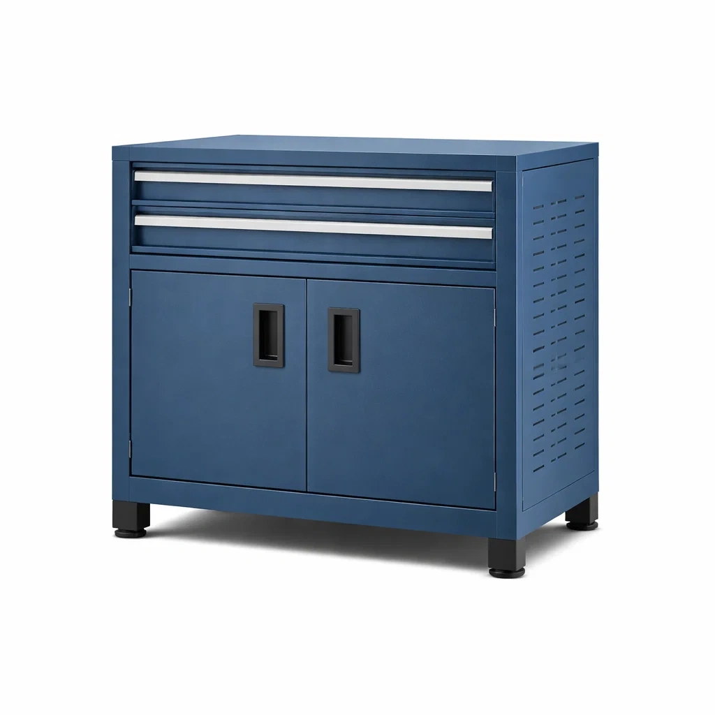 Werkzeugschrank mit schubladen metall blau mit türen-homvilla