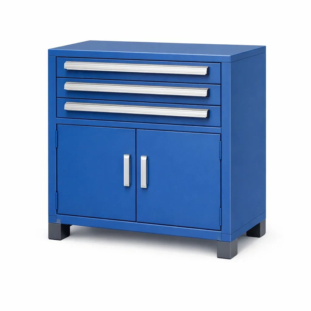 Werkzeugschrank mit schubladen metall blau-homvilla