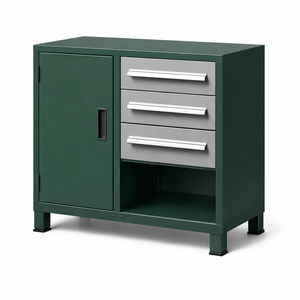 Werkzeugschrank mit schubladen metall dunkelgrün grau mit tür-homvilla