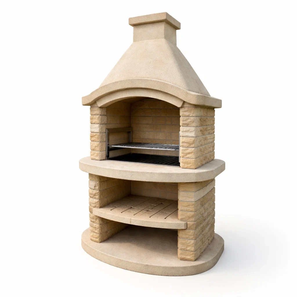 Grill beton mit edelstahlrost 120 x 65 x 200 cm-homvilla