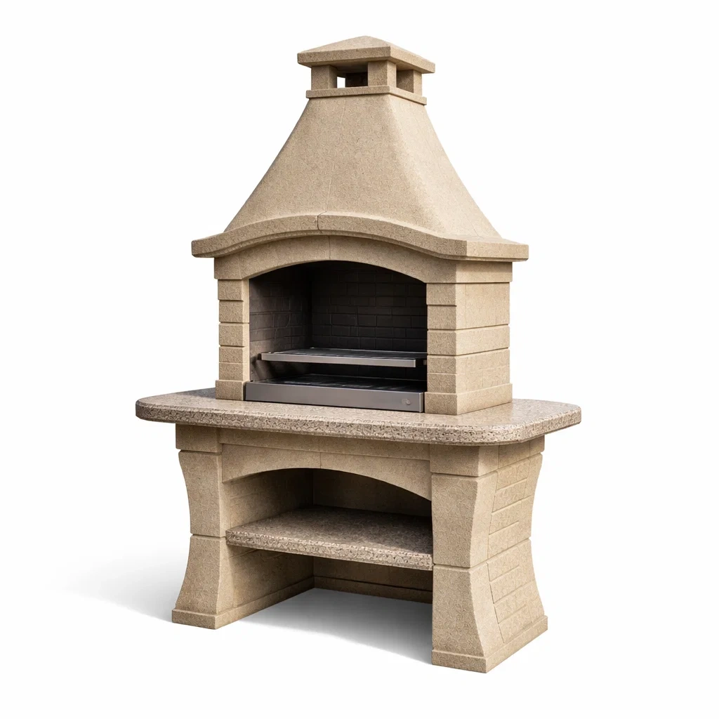 Grill beton mit schornstein sandfarben-homvilla