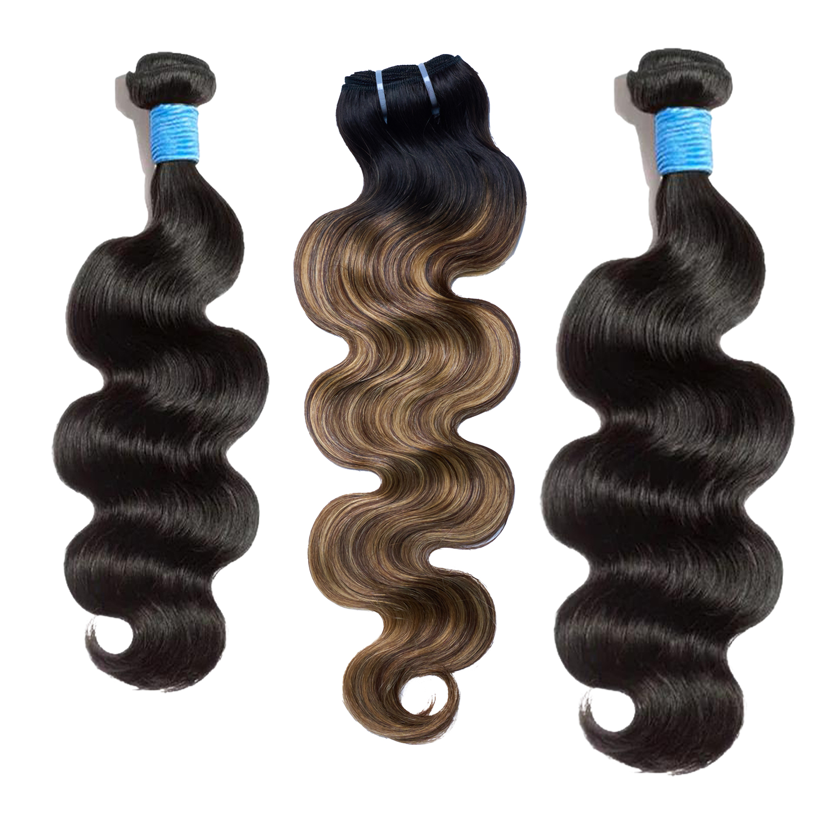 [TED'S HAIR] #1B&T1B/P4/27 Peekaboo Highlight Hair Bundles Brazilian Colored Human Hair Body Wave 10A