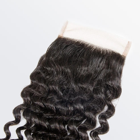 [Teds hair] Upgrade Deep Wave Transparent Lace Closure 2"x6";4"x4";5"x5";13"x4"; #1B Natural Black 12-20inch 100% Human Hair