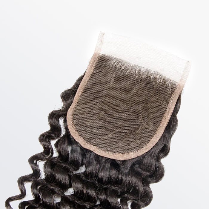 [Teds hair] Upgrade Deep Wave Transparent Lace Closure 2"x6";4"x4";5"x5";13"x4"; #1B Natural Black 12-20inch 100% Human Hair