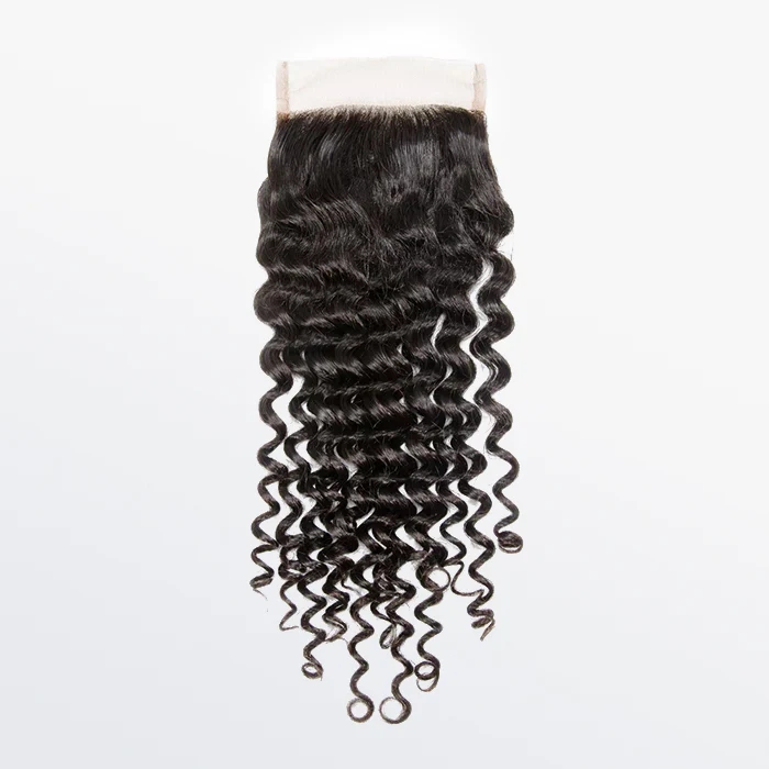 [Teds hair] Upgrade Deep Wave Transparent Lace Closure 2"x6";4"x4";5"x5";13"x4"; #1B Natural Black 12-20inch 100% Human Hair