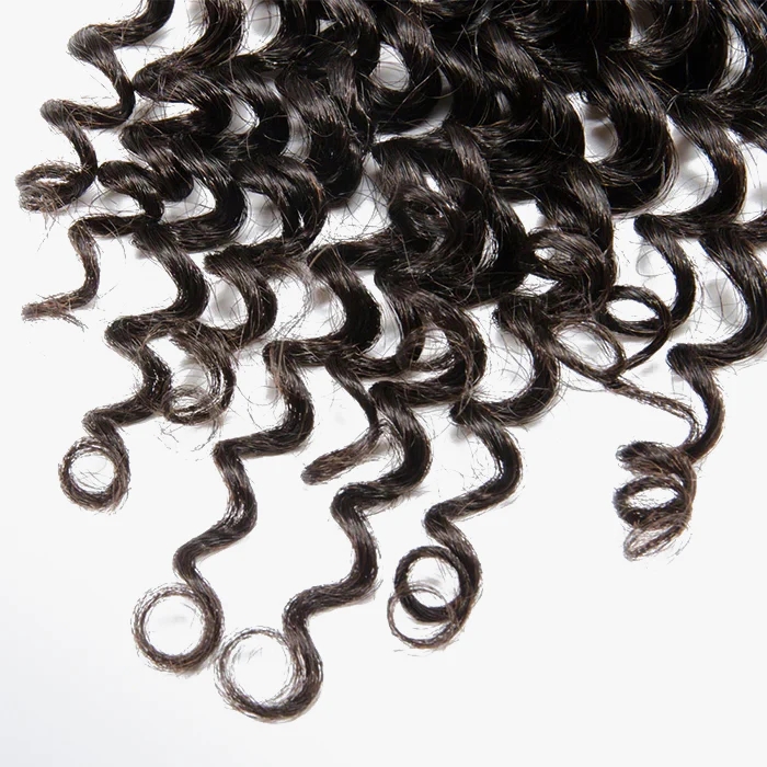 [Teds hair] Upgrade Deep Wave Transparent Lace Closure 2"x6";4"x4";5"x5";13"x4"; #1B Natural Black 12-20inch 100% Human Hair